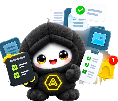 Black AiMi holding a checklist with reminders