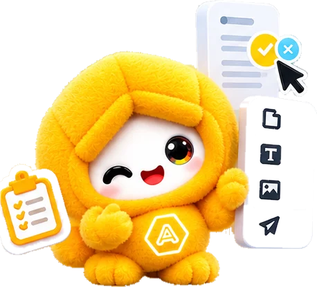 Yellow AiMi with a checklist and quick actions