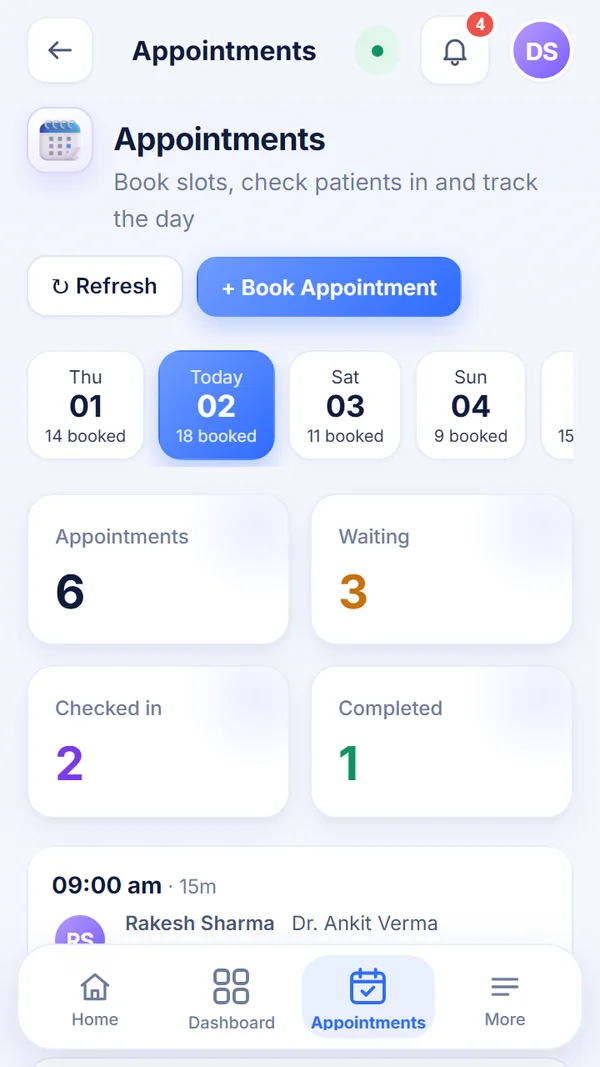 APEX HMS mobile — appointments