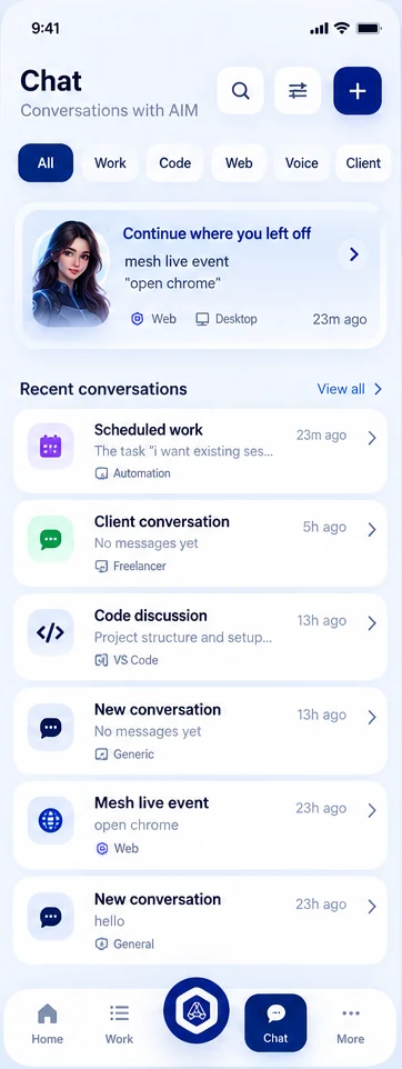Remote AI Chat screen
