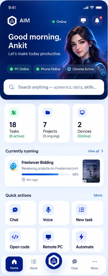 Remote AI Home screen