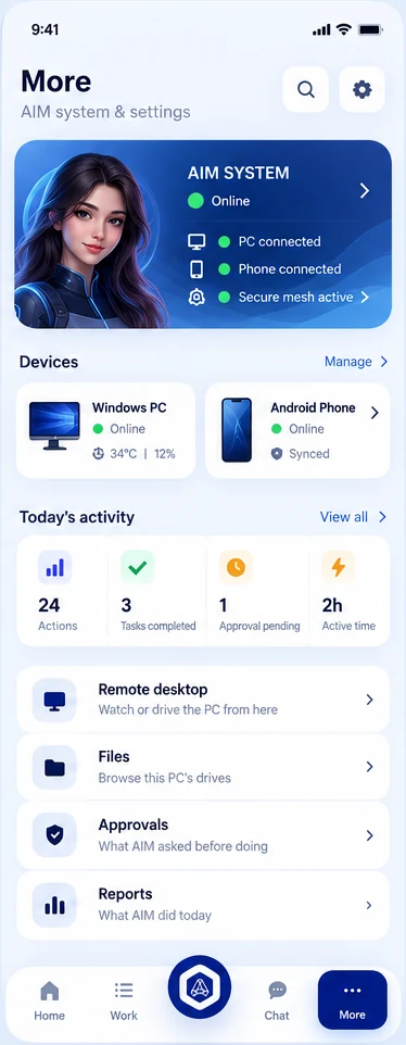 Remote AI More screen