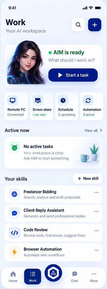 Remote AI Work screen
